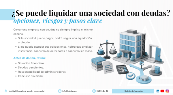 ¿Se puede liquidar una sociedad con deudas? Opciones, riesgos y pasos