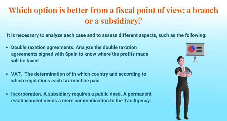 What is better for tax purposes, to set up a subsidiary or a permanent establishment in Spain?
