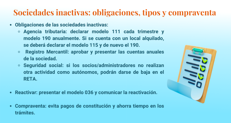 Obligaciones, tipos y compraventa de Sociedades Inactivas por LEIALTA