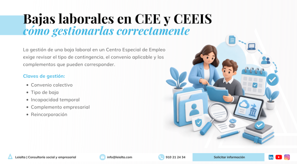 Bajas laborales en Centros Especiales de Empleo: cómo gestionarlas correctamente en CEE y CEEIS