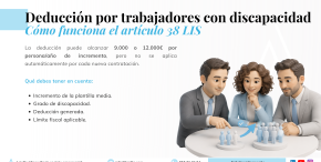 Deducción por creación de empleo para trabajadores con discapacidad: requisitos y cálculo del artículo 38 LIS Deducción por trabajadores con discapacidad Cómo funciona el artículo 38 LIS