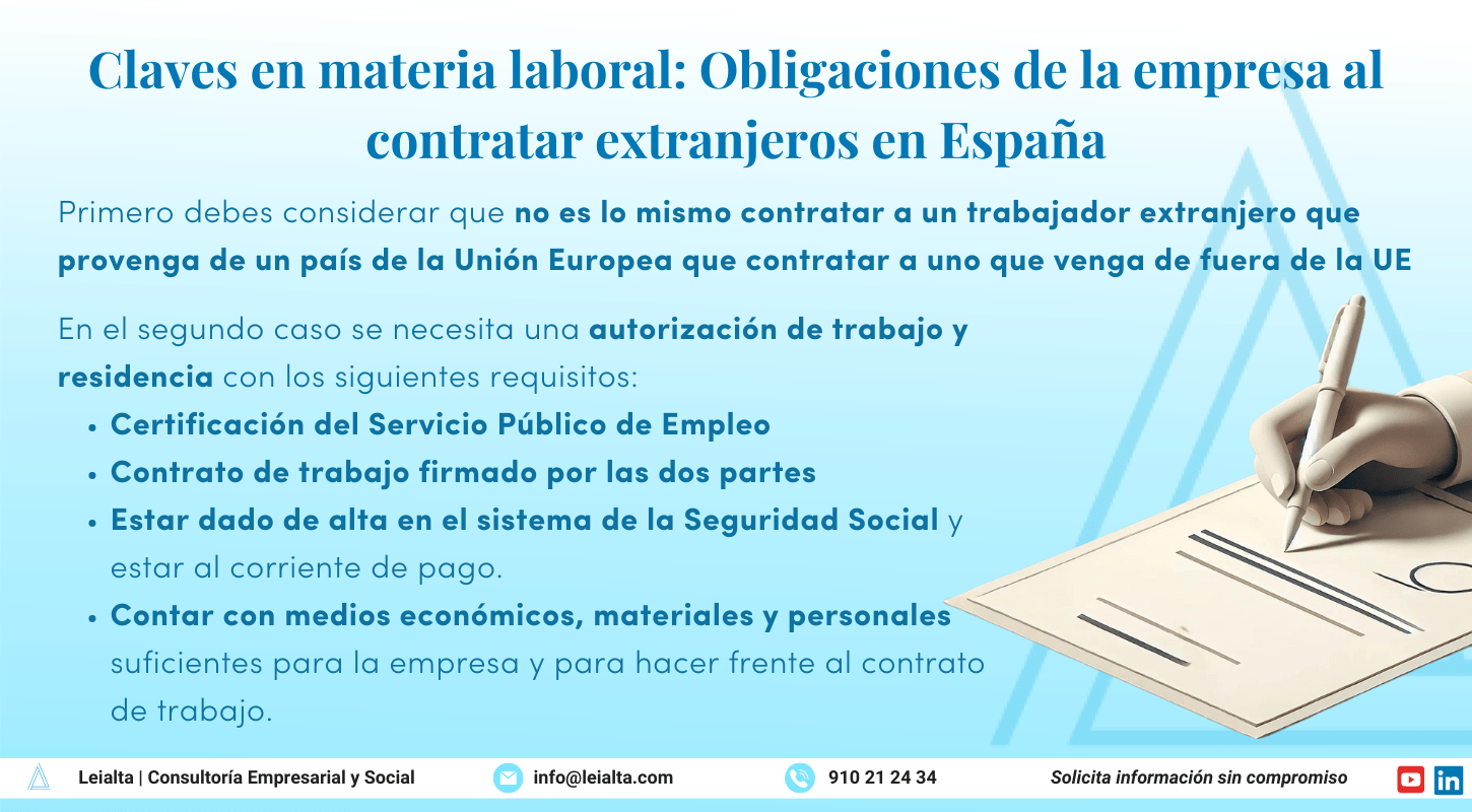 Claves en materia laboral: Obligaciones de la empresa al contratar extranjeros en España