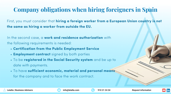 Company obligations when hiring foreigners in Spain
