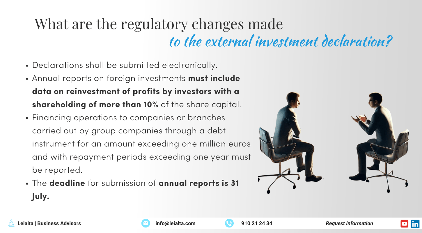 What are the regulatory changes made to the external investment declaration?
