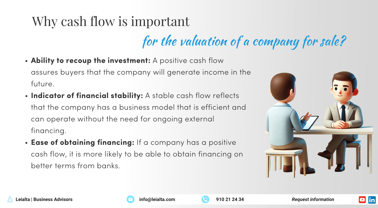 Why cash flow is important for the valuation of a company for sale?