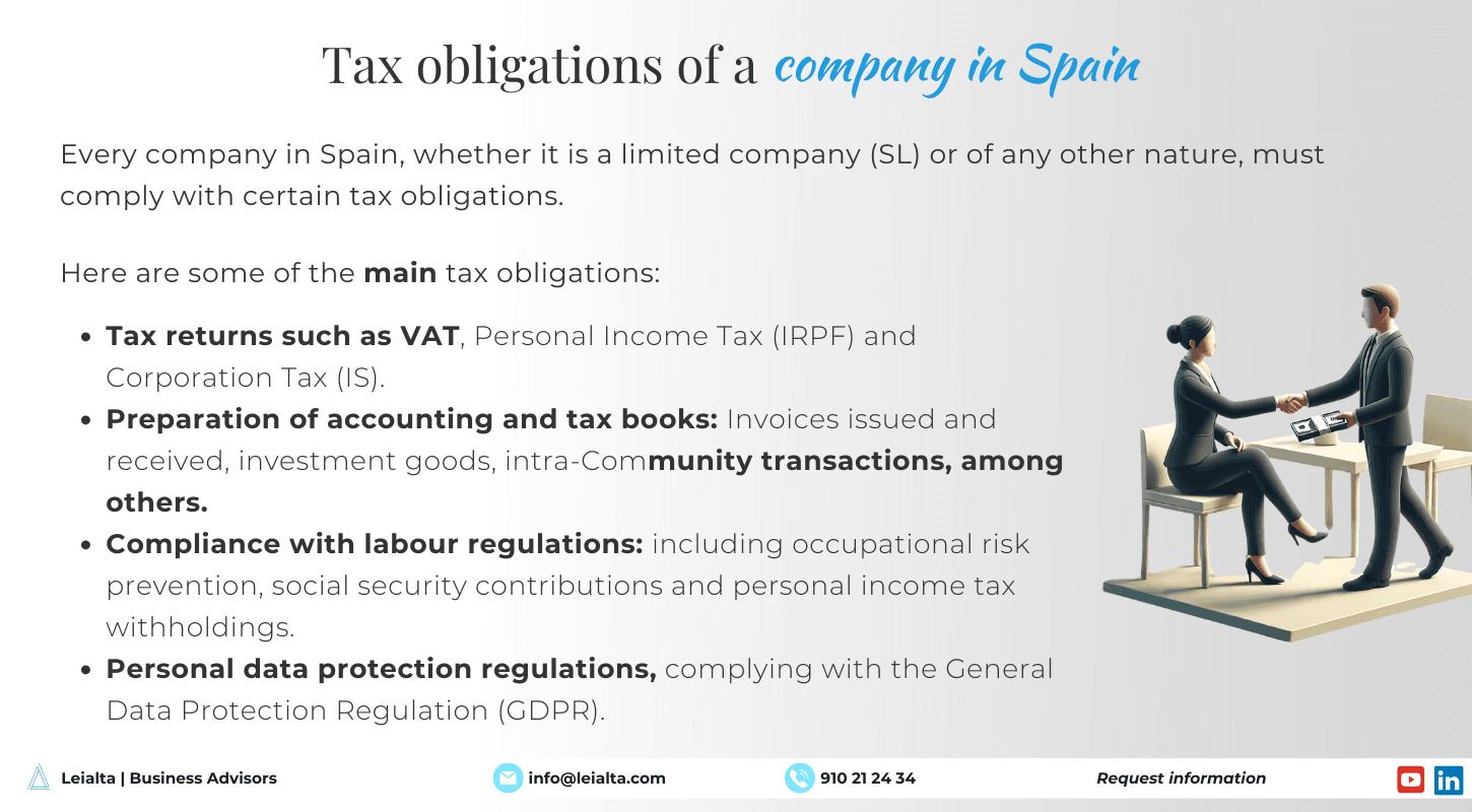 Tax obligations of a company in Spain