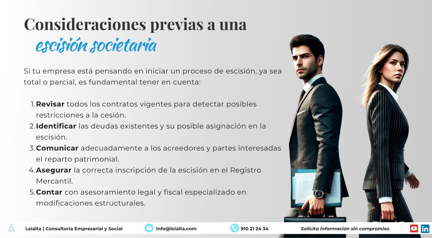 Qué sucede con los contratos y deudas de la empresa en una escisión