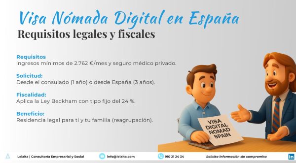Asesor de Leialta explicando los requisitos legales y fiscales para solicitar la Visa Nómada Digital en España en