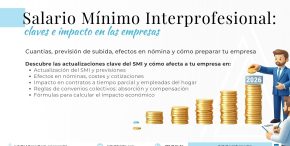 “Ilustración 3D de un asesor laboral apilando monedas que representan la subida del Salario Mínimo Interprofesional, con una columna marcada como SMI 2026 y gráficos de crecimiento, simbolizando el impacto del SMI en las empresas.